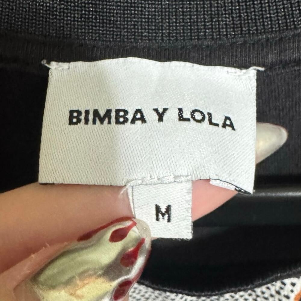 Bimba Y Lola Abstract Print Sleeveless Top Blouse White Black Size Medium - Picture 5 of 7